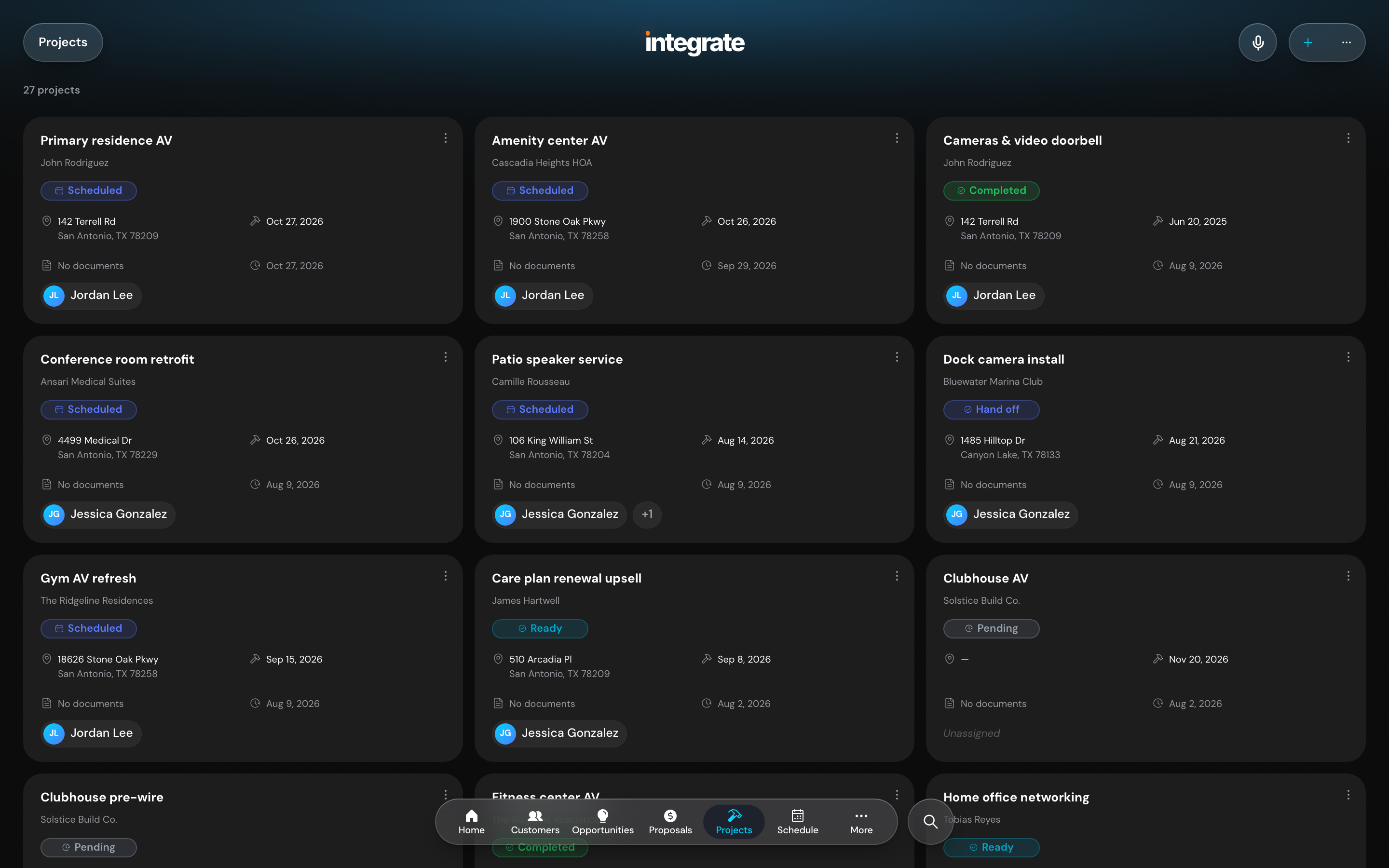 Projects in Integrate