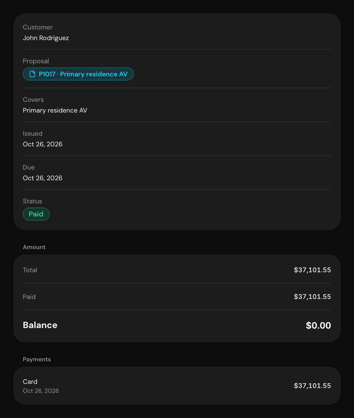 John Rodriguez's paid invoice in Integrate