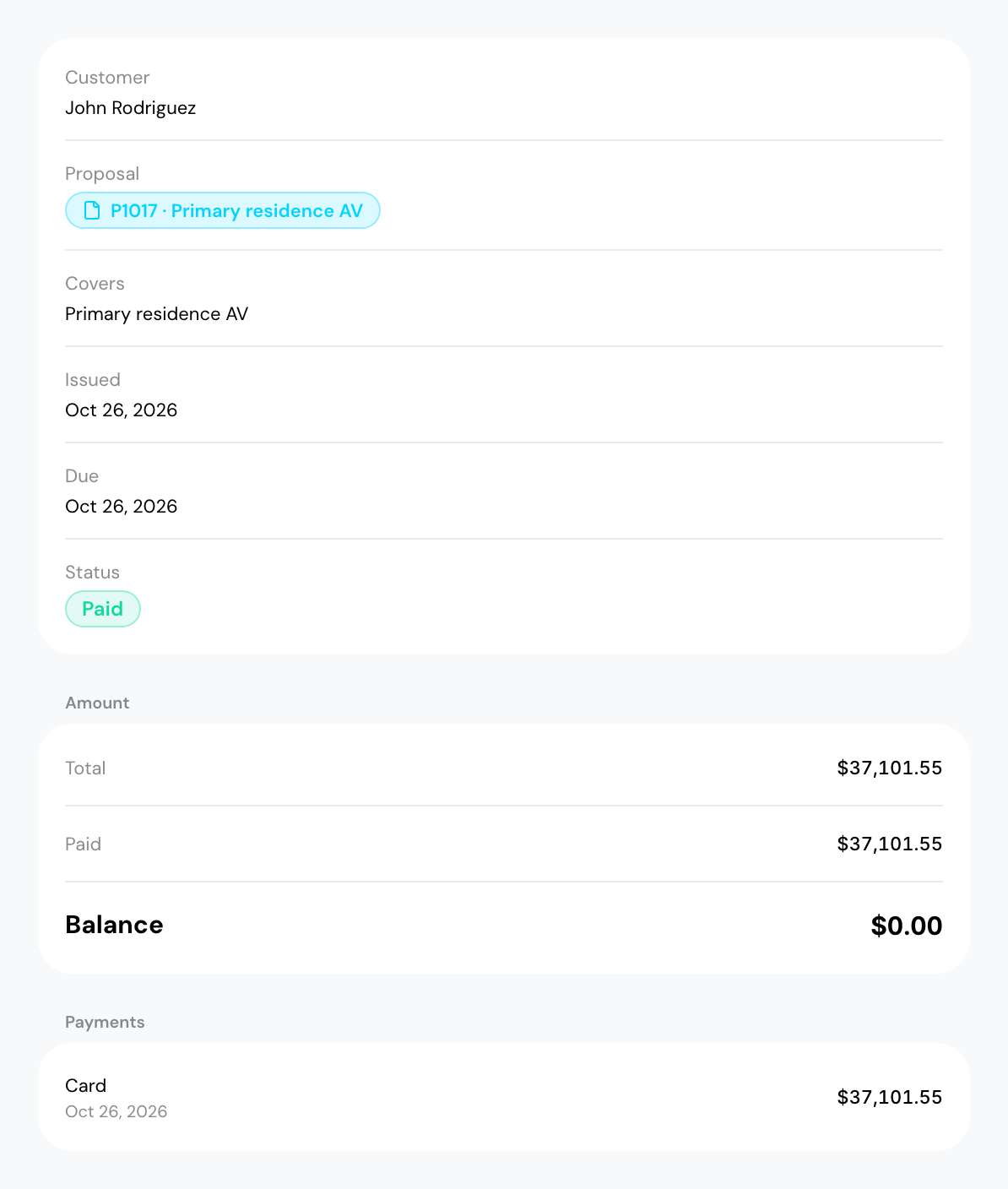 John Rodriguez's paid invoice in Integrate