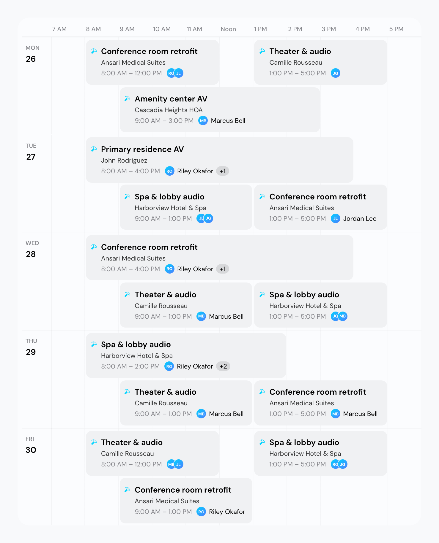 A week of installs in the Integrate schedule